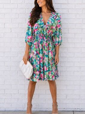 Vintage Susan Freis Floral Watercolour Dress